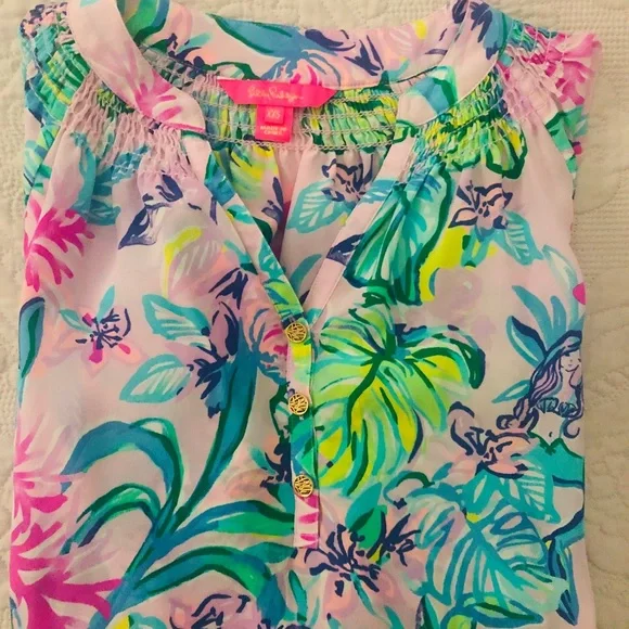 Lilly Pulitzer Elsa Top "Mermaid In The Shade" - Picture 4 of 8